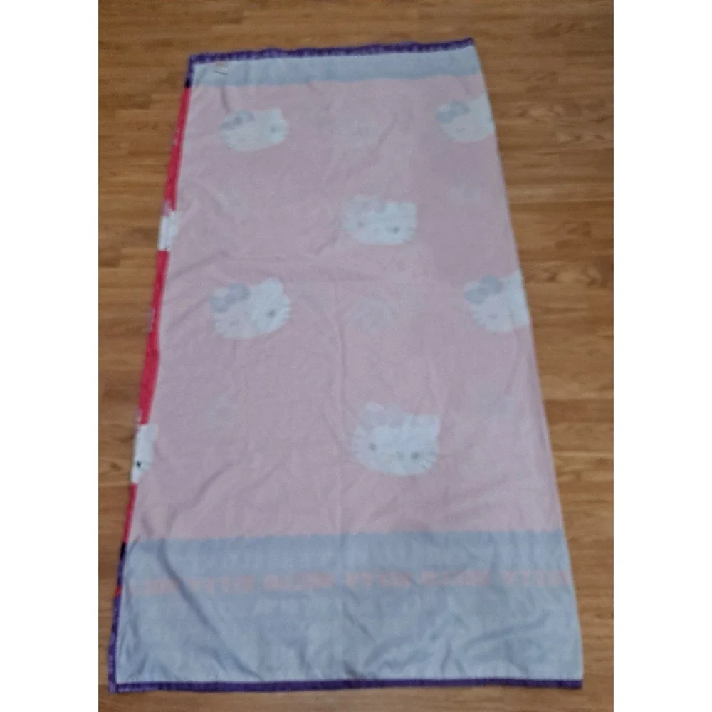 Hello Kitty Shower Curtain Pink Purple Hearts Stars Wink Sanrio Fabric
